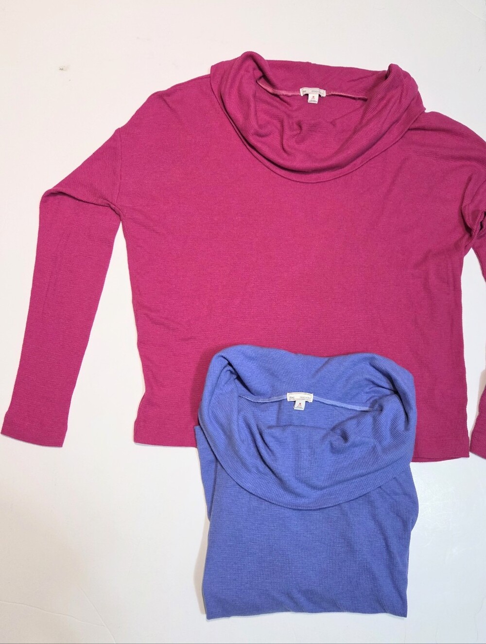 GAP Lot of 2 Cowl Neck Thermal Waffle Knit Long Sleeve Tees, Size M P